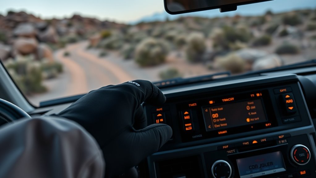Toyota Land Cruiser driver activating Crawl Control for low-speed off-road driving