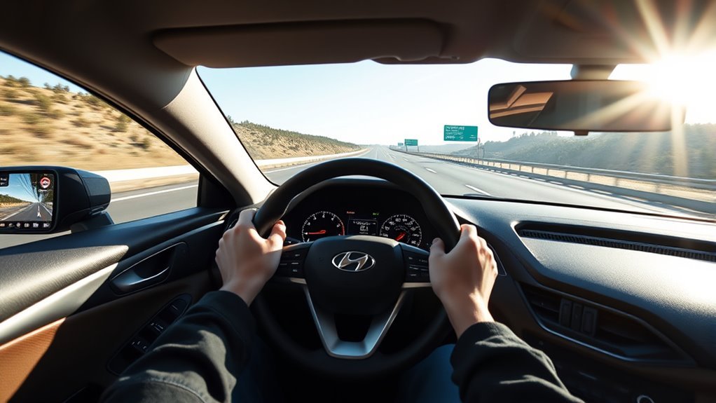 Hyundai Sonata using Highway Driving Assist on a marked highway