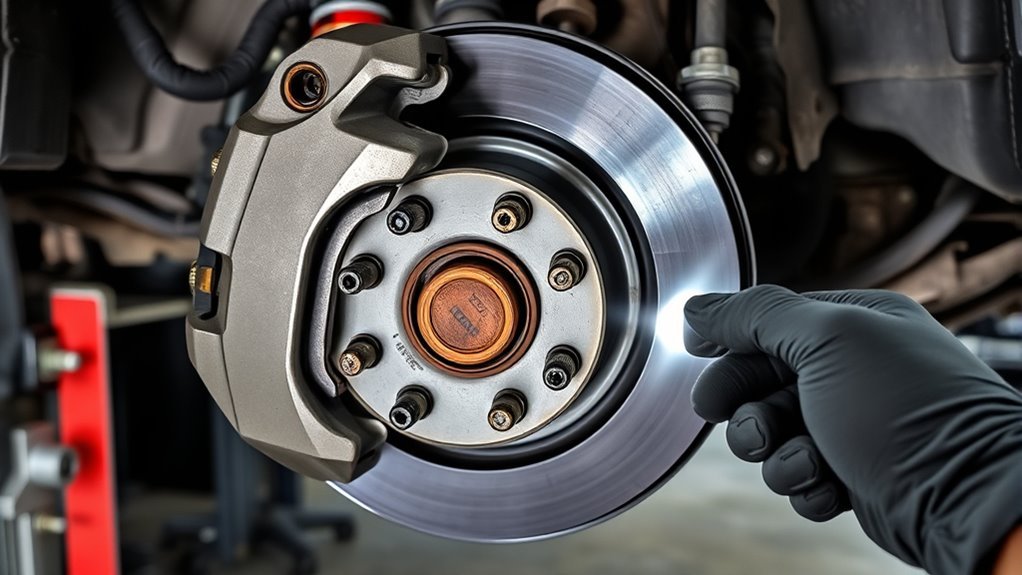 inspecting 4Runner caliper, brake hose and rotor with the wheel removed