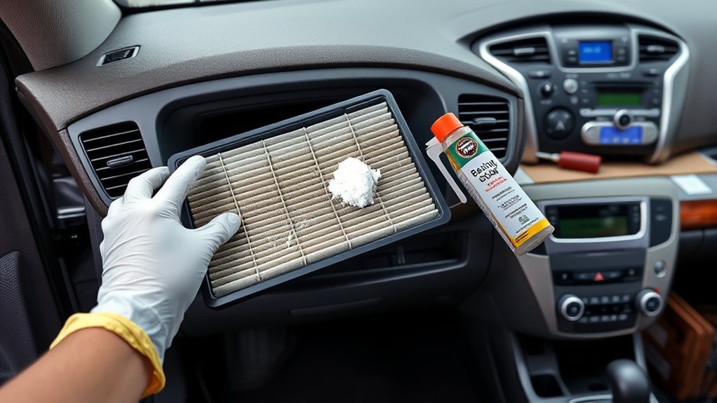 Hyundai Sonata cabin air filter location behind the passenger-side glove box
