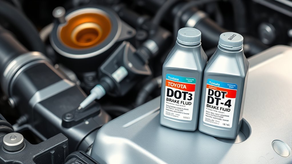 Checking the brake fluid reservoir cap on a Toyota 4Runner for DOT 3 specification