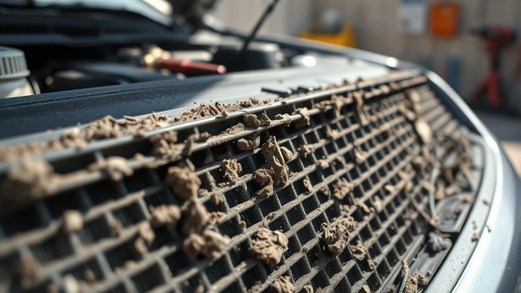 Clean A/C condenser in front of the radiator