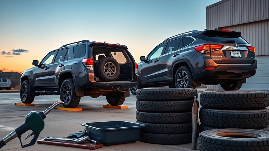 Chart illustrating fuel, maintenance, and five-year resale value trade-offs between a Toyota 4Runner and unibody SUV