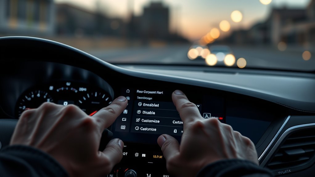 Infotainment touchscreen menu showing Hyundai Sonata Rear Occupant Alert settings