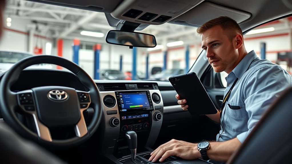 Toyota dealer diagnosing a failed 4Runner infotainment update