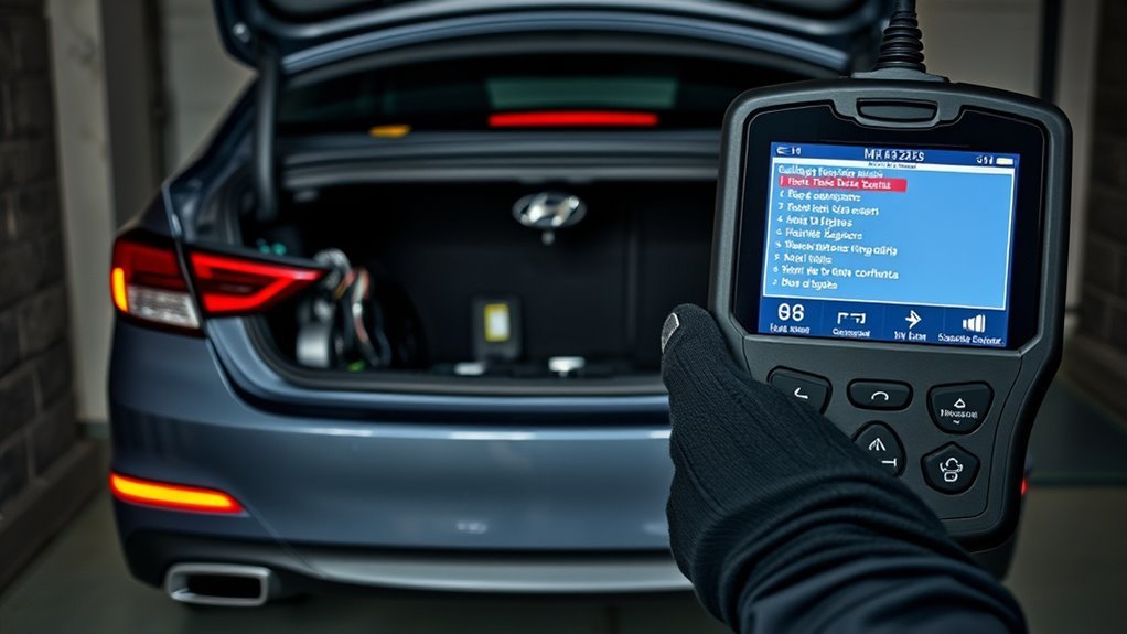 Using a scan tool to read Hyundai Sonata parking sensor fault codes