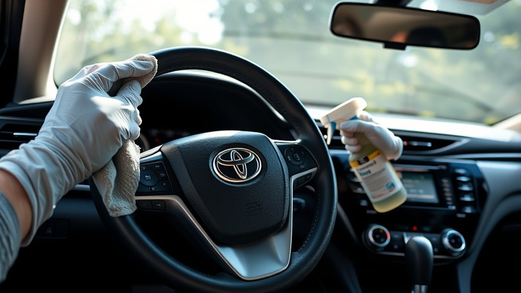 disinfect steering wheel controls