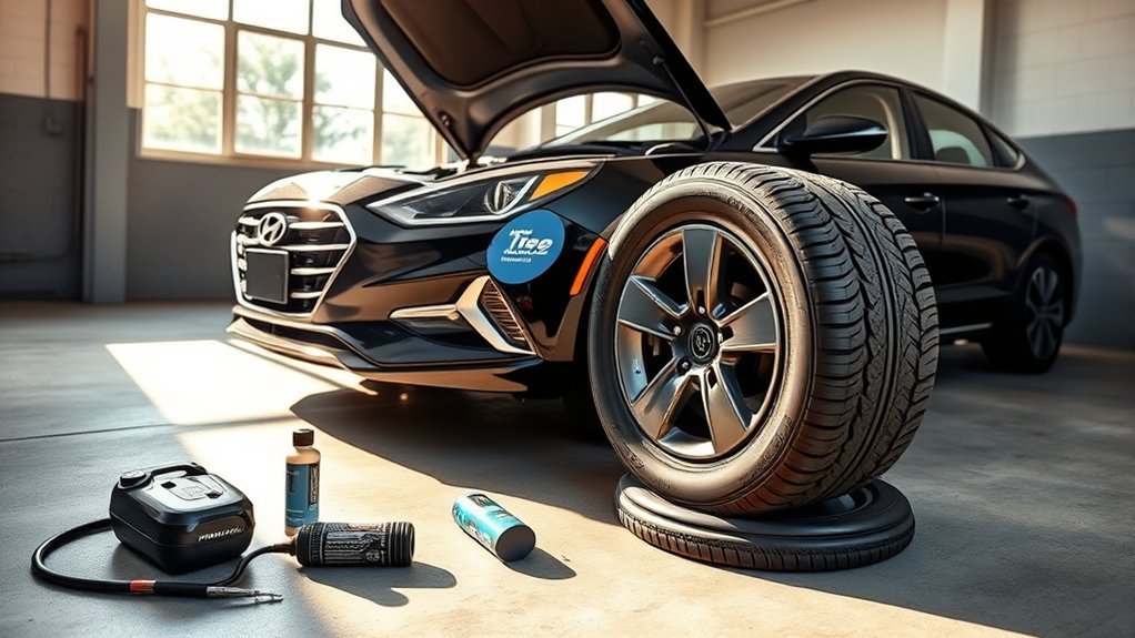 Driving cautiously after sealing a Sonata tire