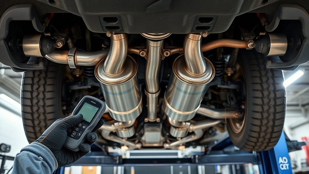 4Runner emissions compliance inspection with catalytic converter and oxygen sensors
