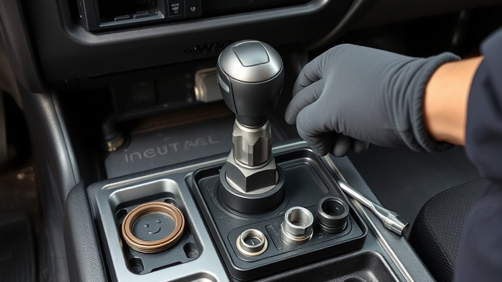 Inspecting Toyota 4Runner four-wheel-drive components for a blinking 4LO light