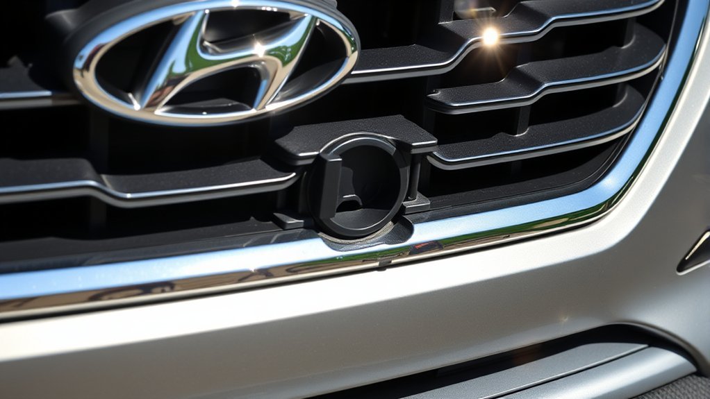 Hyundai Sonata tow hook access points and threaded emergency towing hook