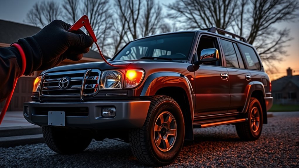 Safe starting and jumper cable disconnection procedure for a Land Cruiser