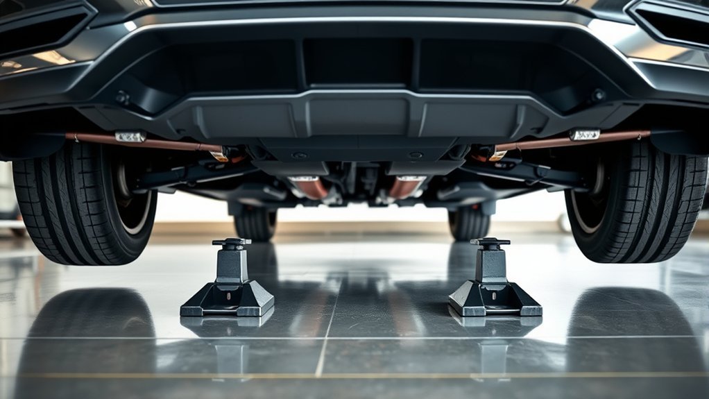 Step-by-step setup for lifting a Hyundai Sonata with a floor jack and stands