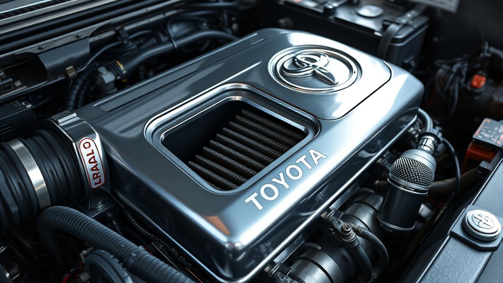 Toyota Land Cruiser engine bay showing the location of the engine air filter housing