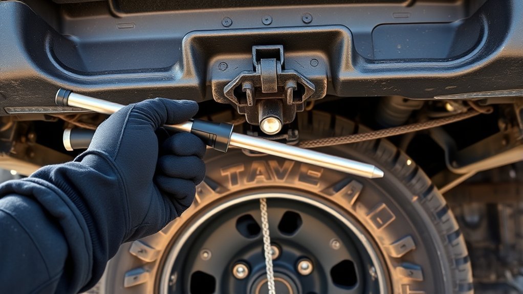 lower spare tire carefully