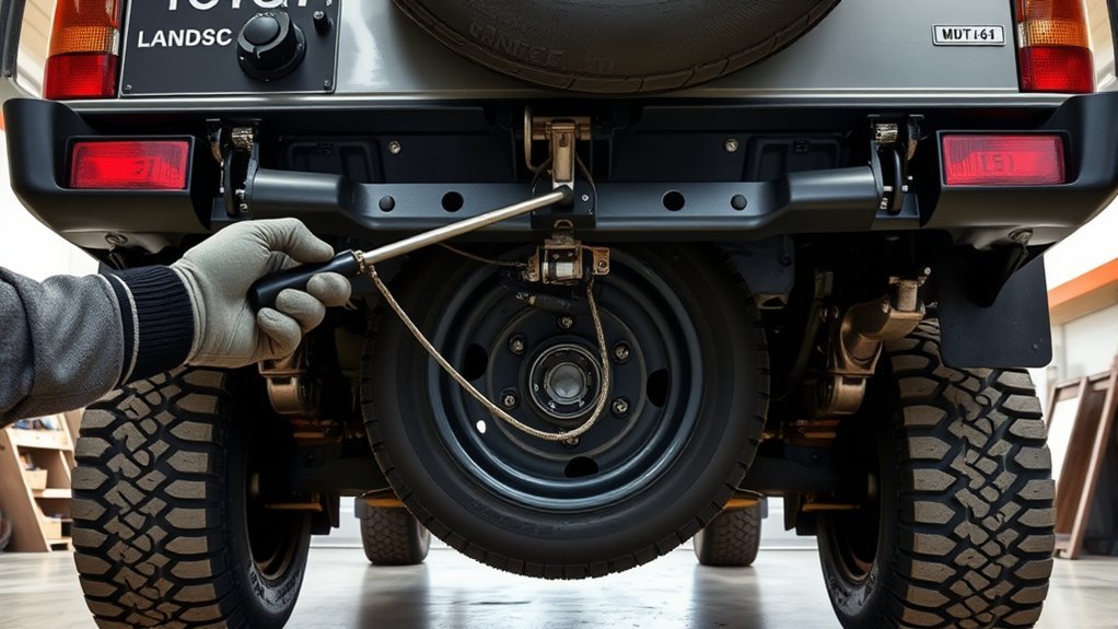 lower spare tire safely