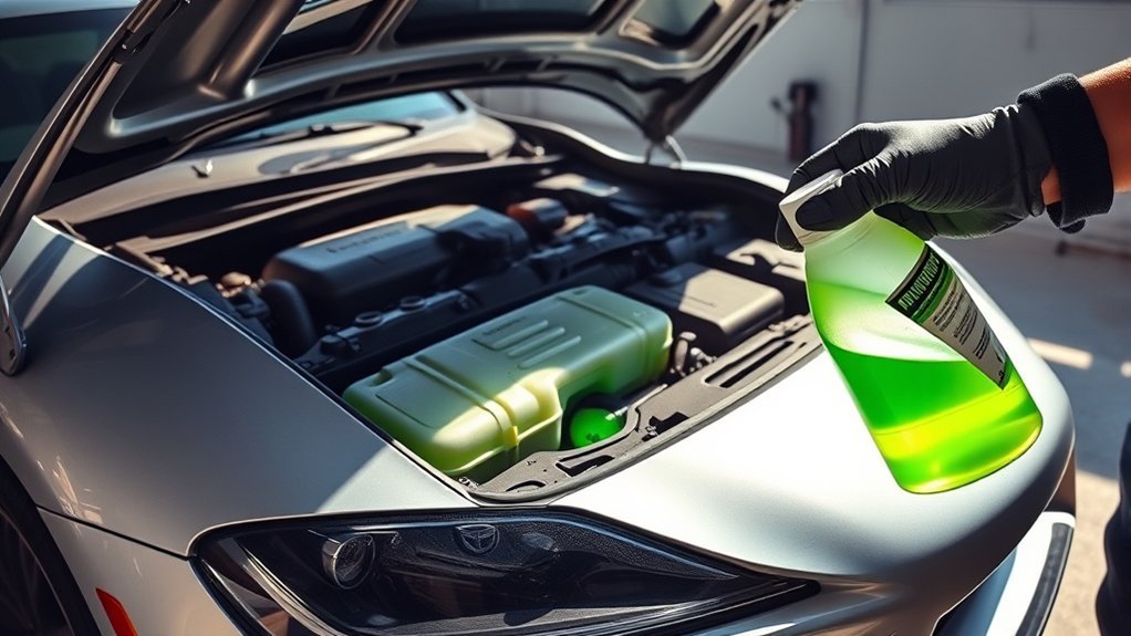 Checking the Toyota Supra engine bay and coolant reservoir to prevent overheating