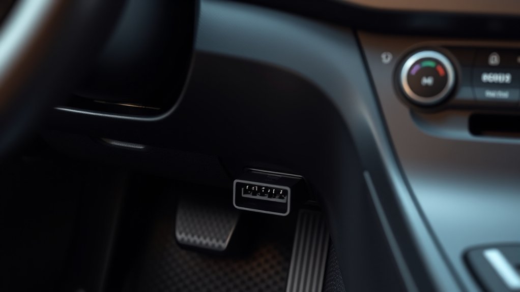 OBD2 port location guidance under a Hyundai Sonata dashboard
