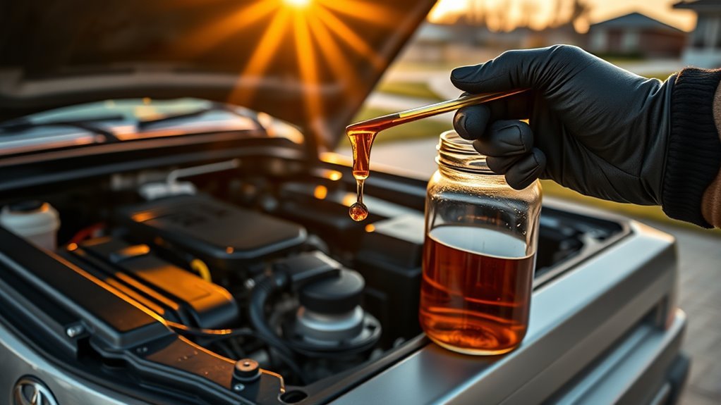 Comparing low, normal, and overfilled engine oil levels on a Toyota Land Cruiser dipstick