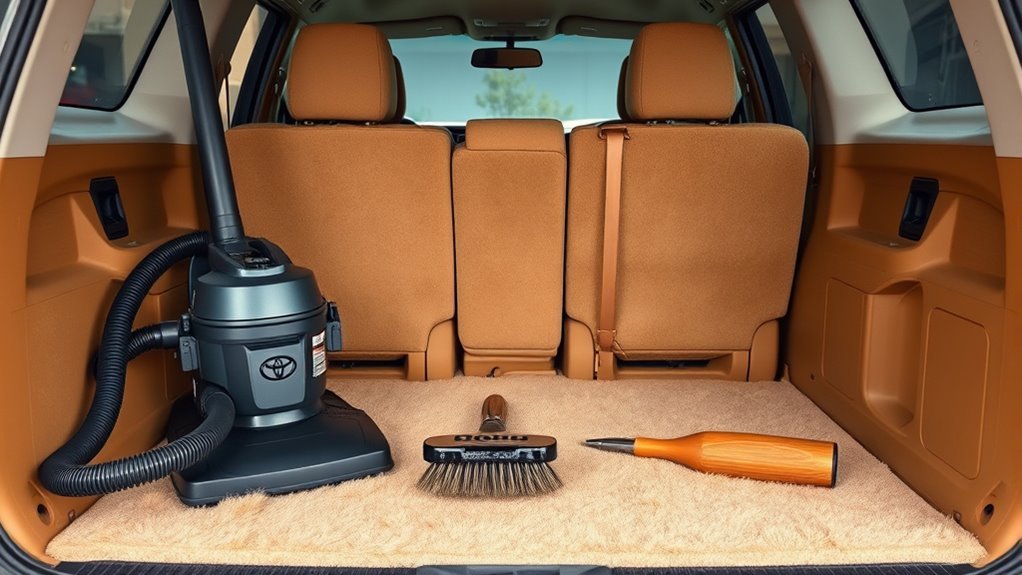 shop vac and pet hair brushes for deep cleaning a 4Runner interior