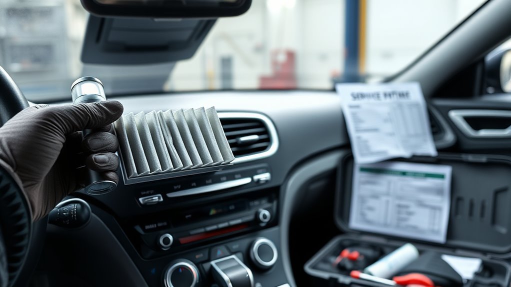 Technician inspecting a Hyundai Sonata air-conditioning system for persistent odor