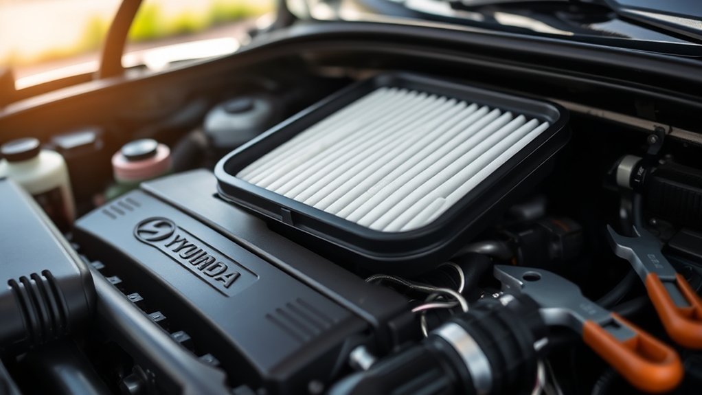 replacing the engine air filter in a Hyundai Sonata air cleaner housing