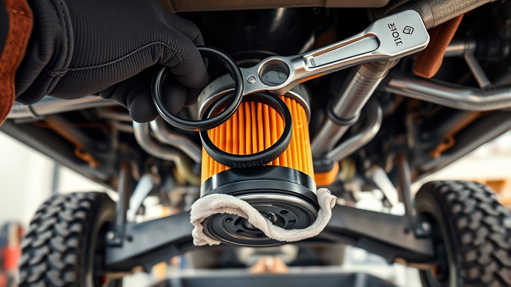 replace oil filter carefully