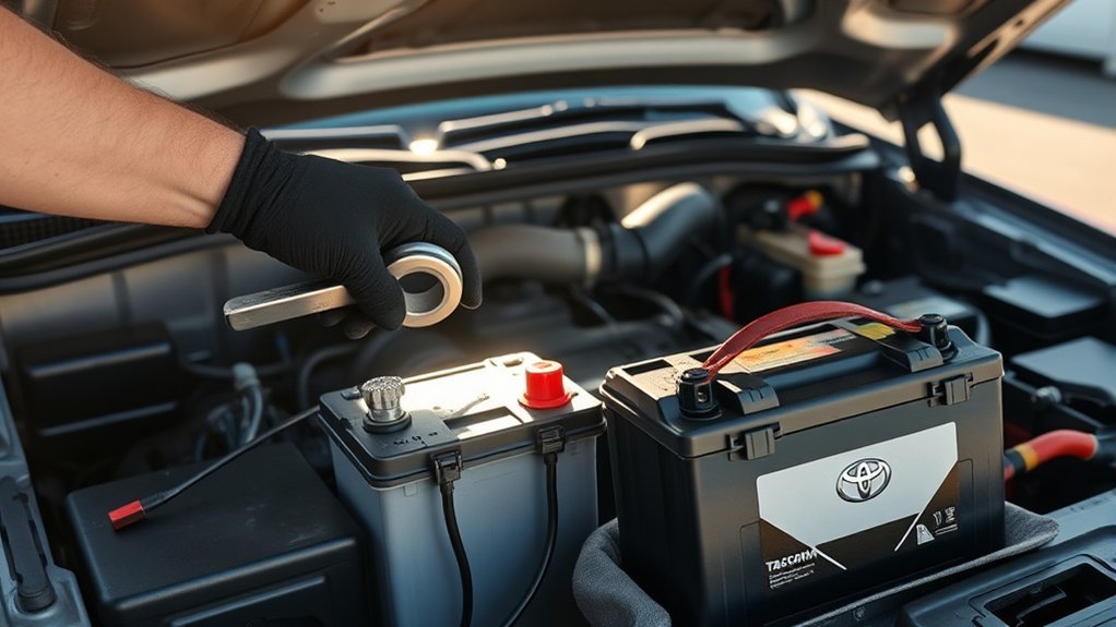 replace tacoma battery safely