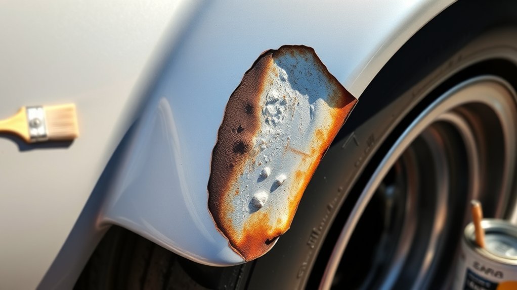Painting and sealing a repaired Toyota Supra rust area