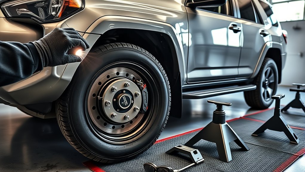 4Runner brake inspection checklist safety setup with jack stands and wheel chocks