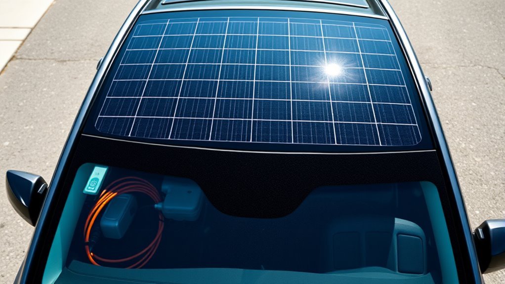 Hyundai Sonata Hybrid solar roof generating electricity for the vehicle batteries