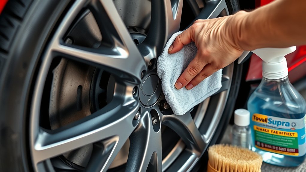 Toyota Supra wheel-cleaning supplies beside an alloy wheel