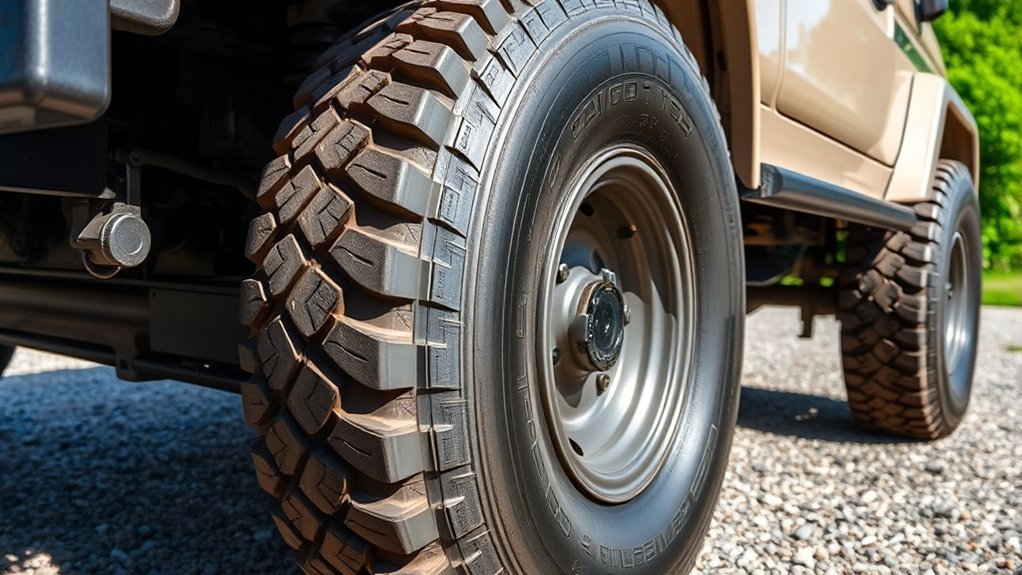 Checking tread depth and pressure during a Land Cruiser tire rotation