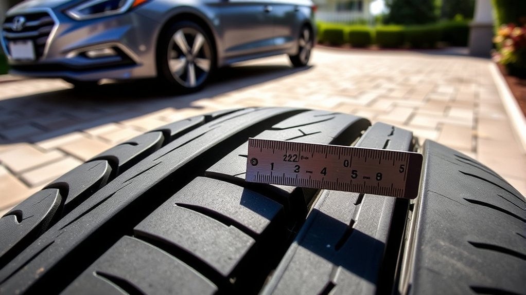 tread depth gauge and penny for measuring tire tread